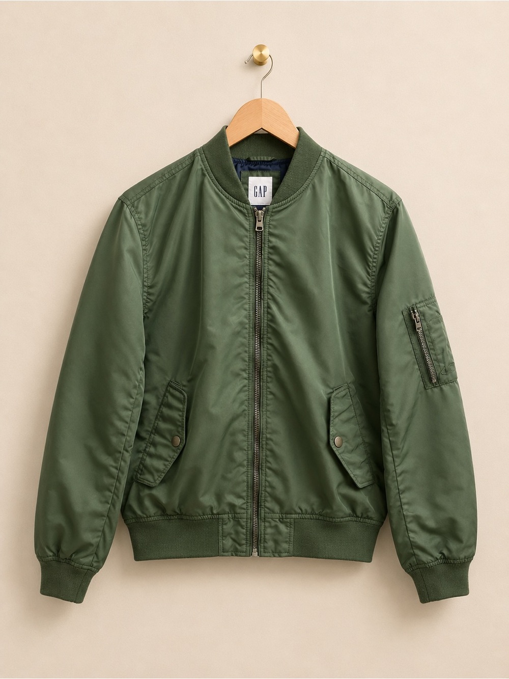 GAP Olive Green Bomber Jacket Men’s Small Lightweight Zip Utility Jacket